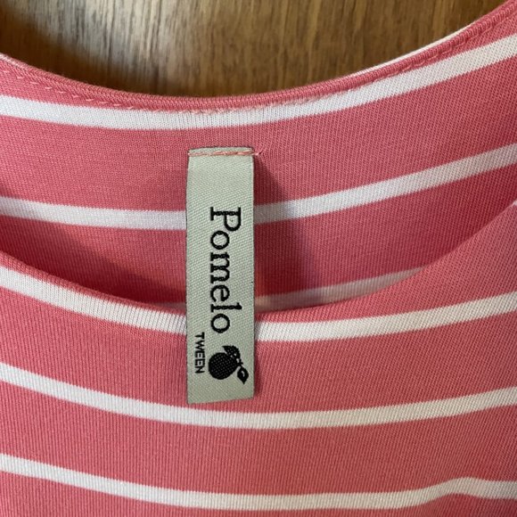 Girl’s Tween Size Large Pomelo Yellow Floral Pink Stripes Sleeveless Maxi Dress - Picture 2 of 4